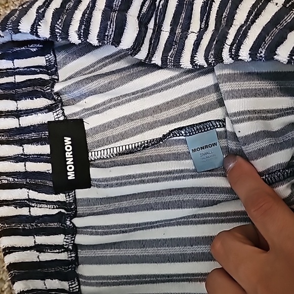 Monrow Stripe Pull On Terry Pants Size Small - Picture 3 of 4